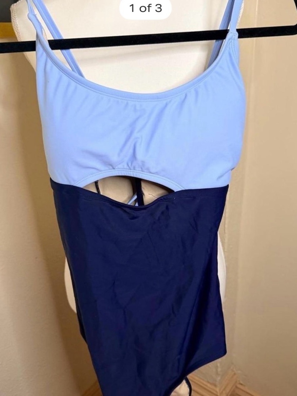Kona Sol Light Blue and Navy One-Piece Swimsuit